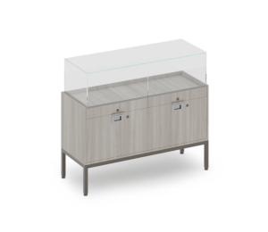 Evolve Collection Double Drawer Locking Glass Showcase