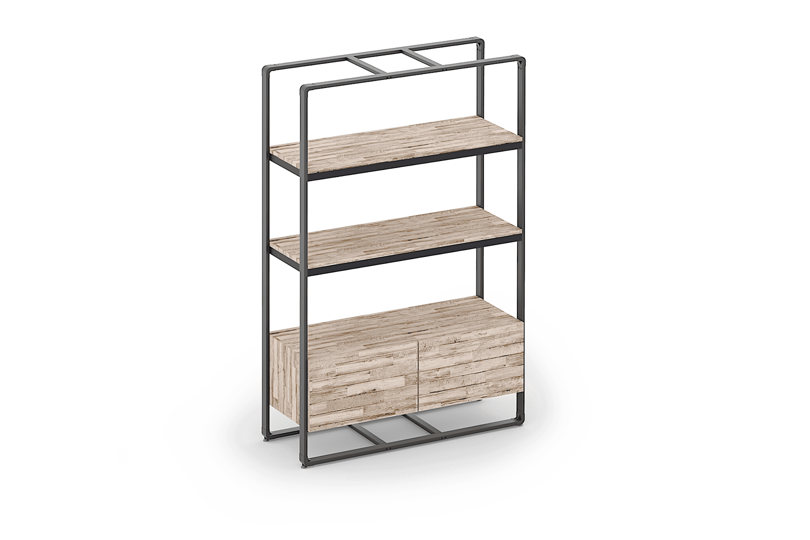 Reveal Tall Etagere with Laminated Shelves and Locking Cabinet