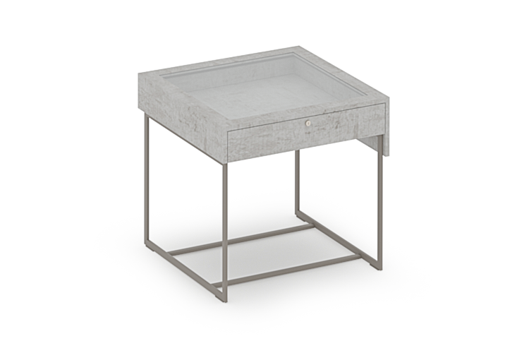 Reveal Collection Tall Showcase Table with Glass Top and Drawer