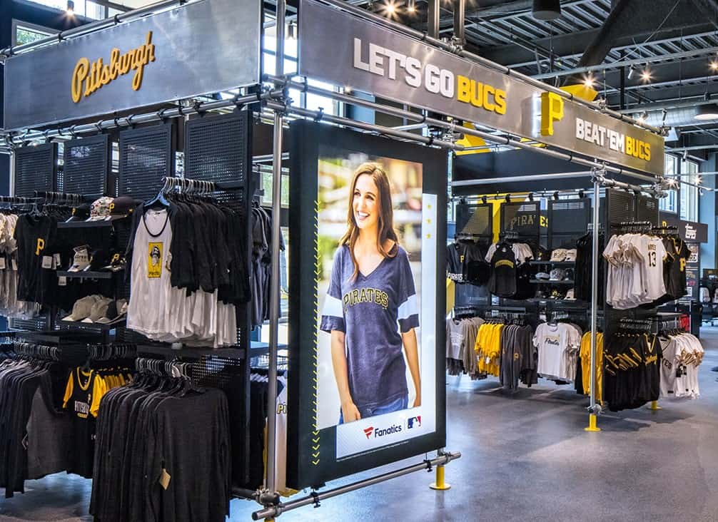 Pittsburgh Pirates team store with illuminated LED graphics