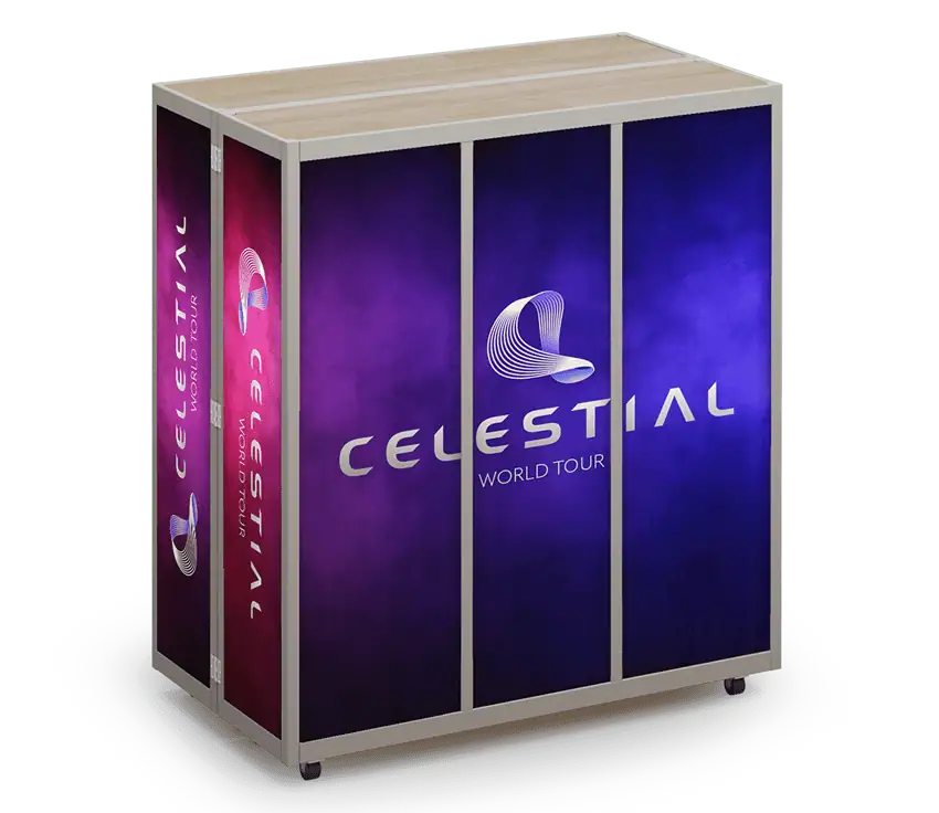 closed and branded clamshell. 6 module single hinge