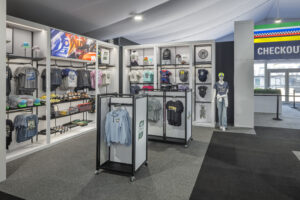 merch wall units with gondolas of Indianapolis 500 apparel