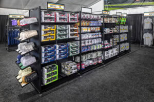 shelves with Indianapolis 500 merchandise products