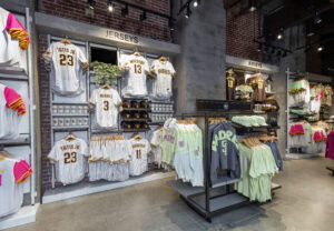 wall racks of padres jerseys