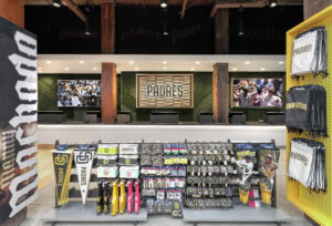 Queue line with Padres accessories