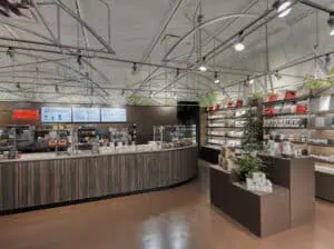 Hotel Chocolat front counter with menu on wall