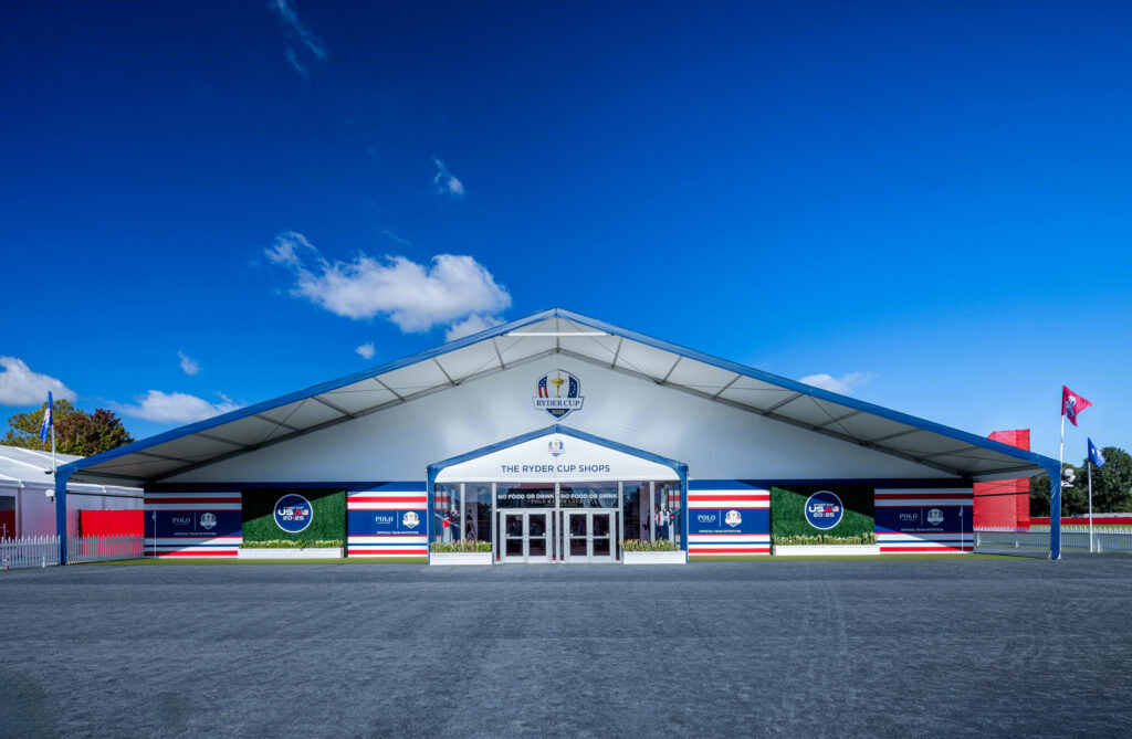 Ryder cup main retail tent. outside full view