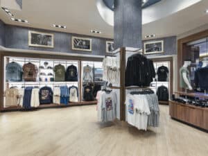 Wall displays at hard rock casino store