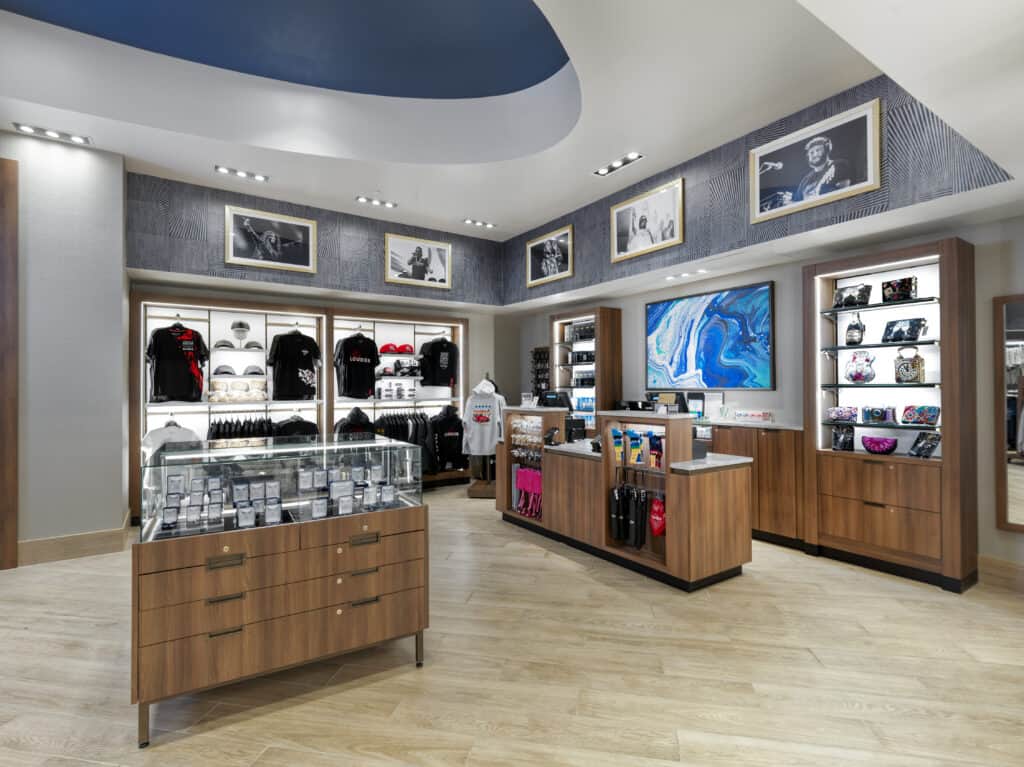 Floor fixtures and checkout counter