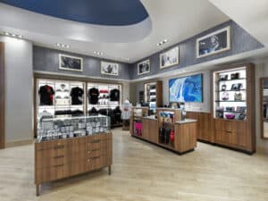 Floor fixtures and checkout counter