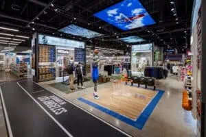 basketball scene in skechers shoe display