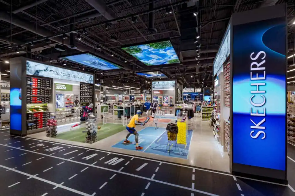 sports themed display in skechers store