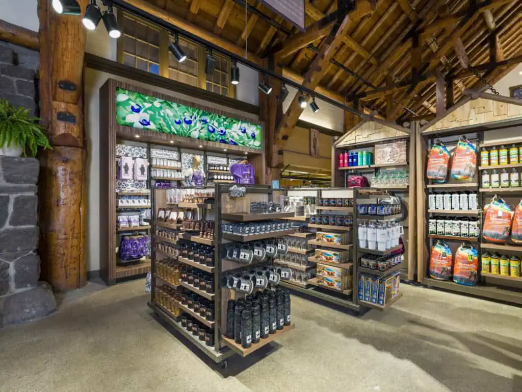 accessory floor fixture in nature themed store