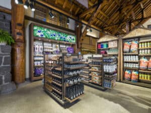 accessory floor fixture in nature themed store