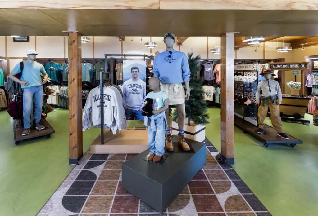 Yellowstone Canyon center display fixture with apparel