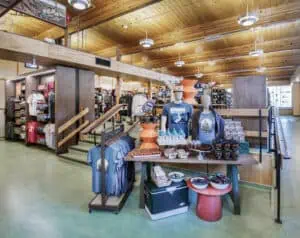Display fixture and table with products in canyon store