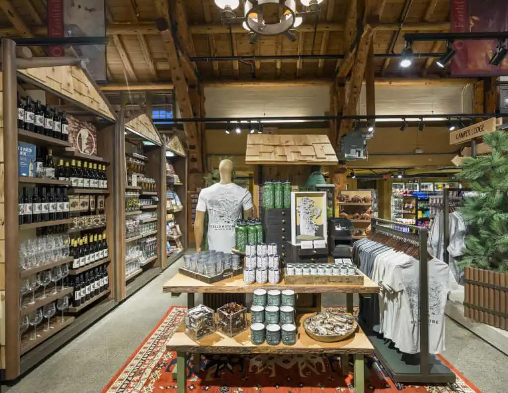 Display table log cabin retail showroom